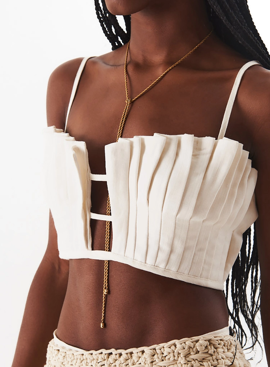 Top Plissado Com Detalhe Em V Off Shell 3