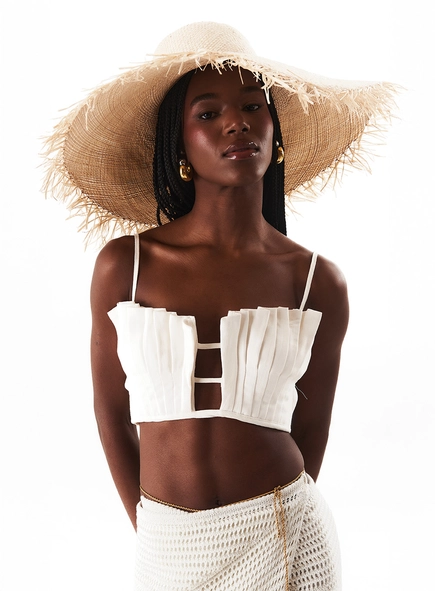 Top Plissado Com Detalhe Em V