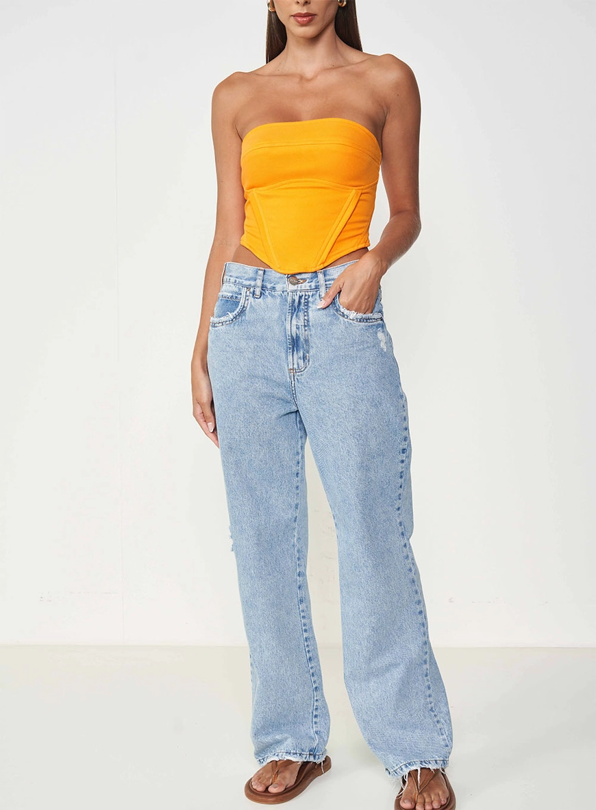 Top Corset Decote Reto Laranja 1