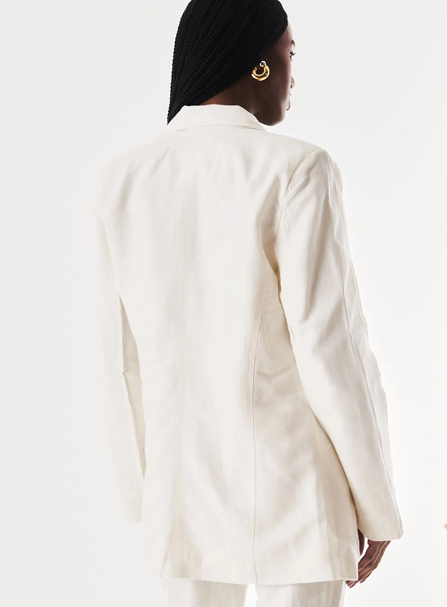 Blazer Bolsos Frontais Com Linho Off Shell 3