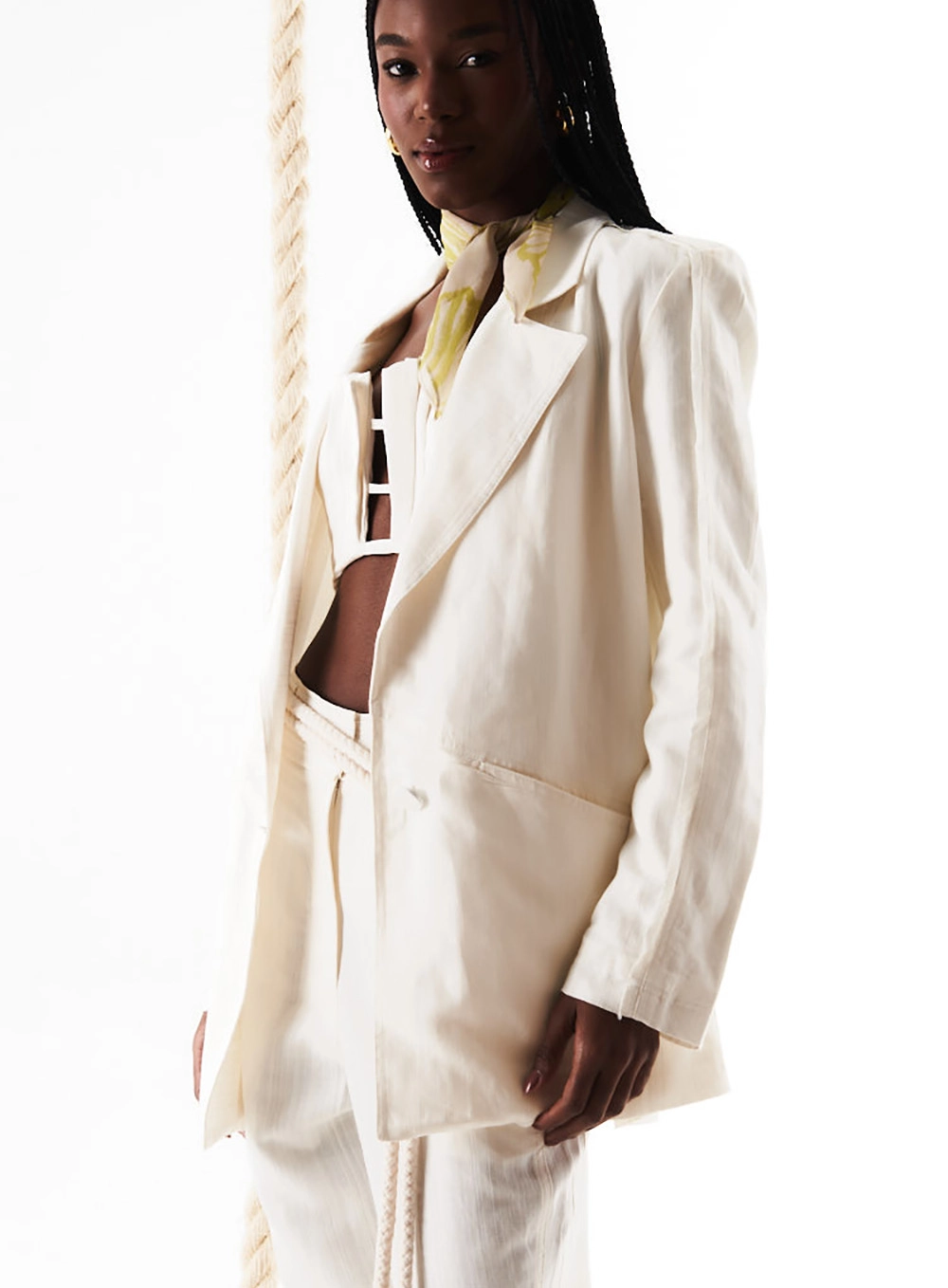 Blazer Bolsos Frontais Com Linho Off Shell 2