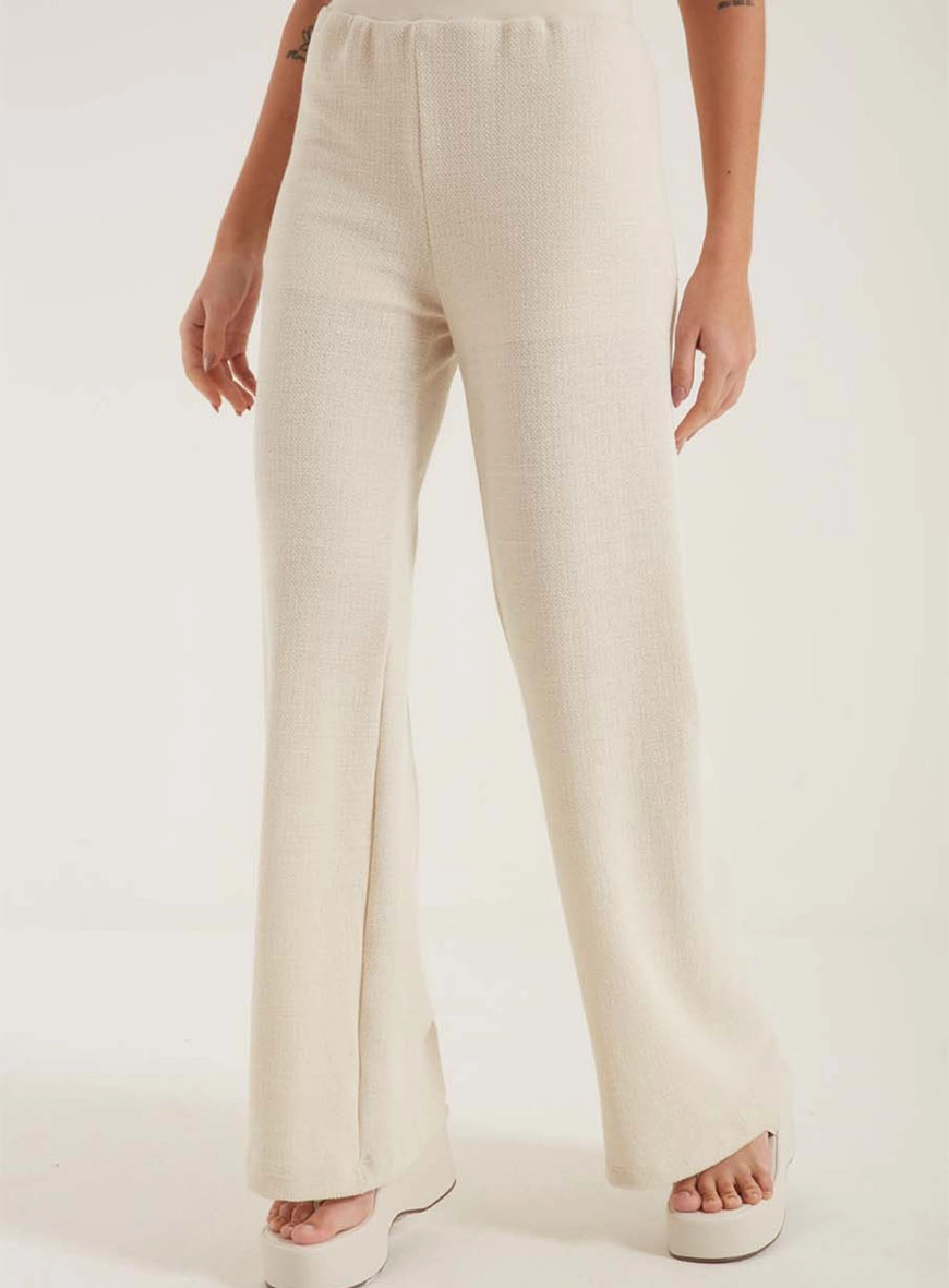 Calça Reta Clean Bege 1
