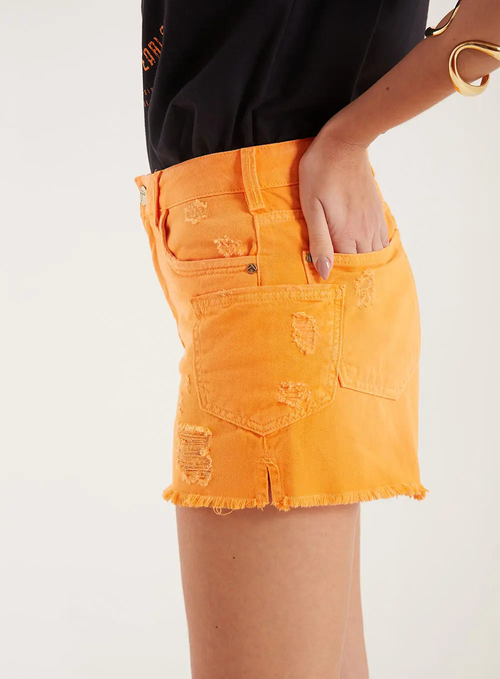 Short Karen Sarja Slim Barra A Fio Laranja 2