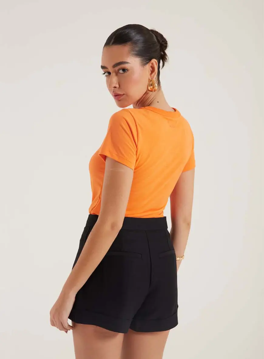 Camiseta Estampada E Bordada Laranja 7