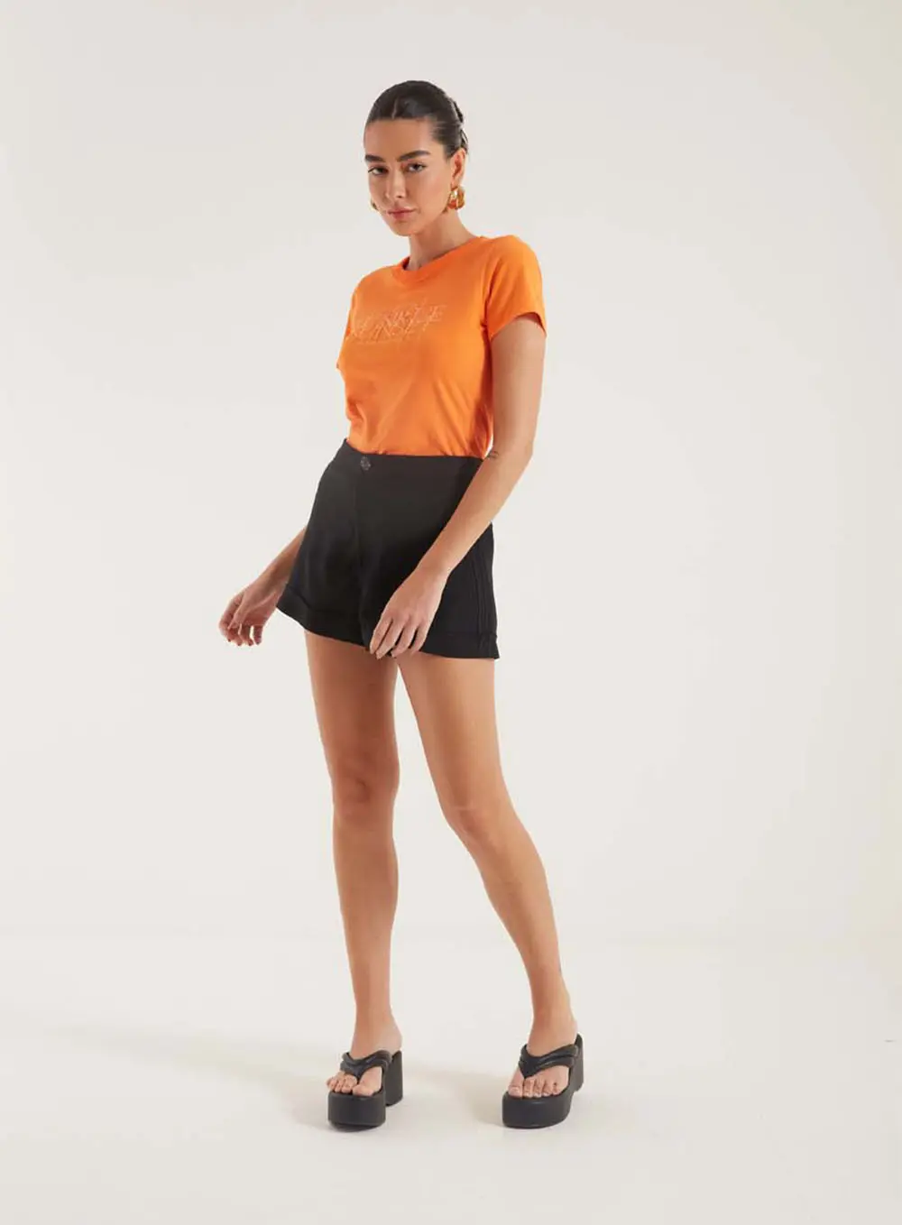 Camiseta Estampada E Bordada Laranja 9