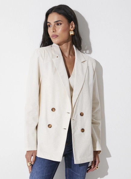 Blazer Reto Com Linho