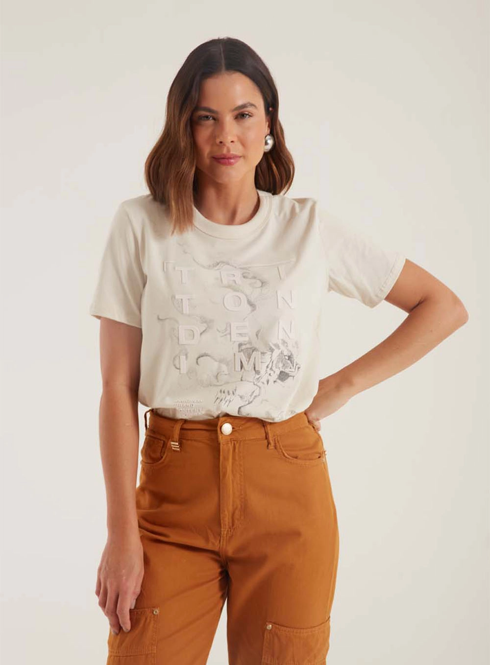 Camiseta Reta Manga Curta Triton Denim Bege 1