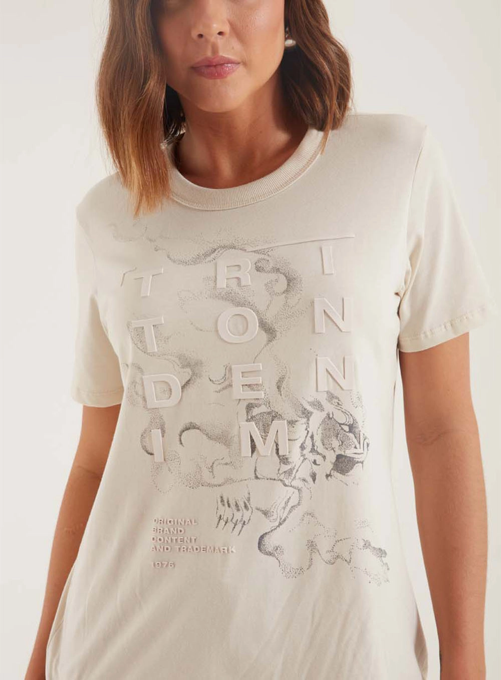 Camiseta Reta Manga Curta Triton Denim Bege 3