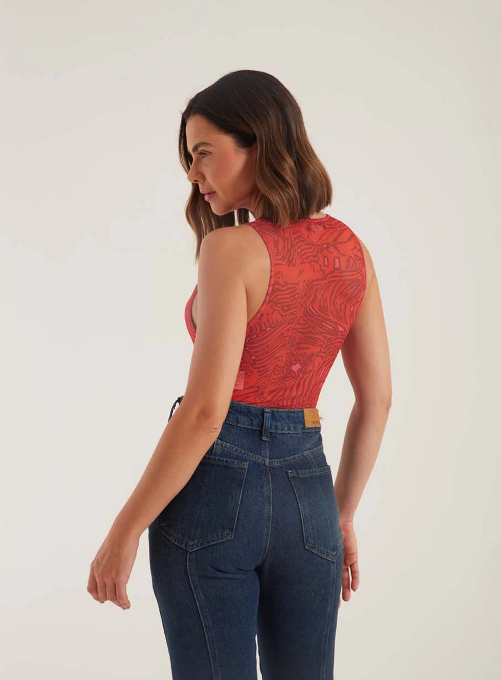 Body  Tule Estampado Vermelho 2