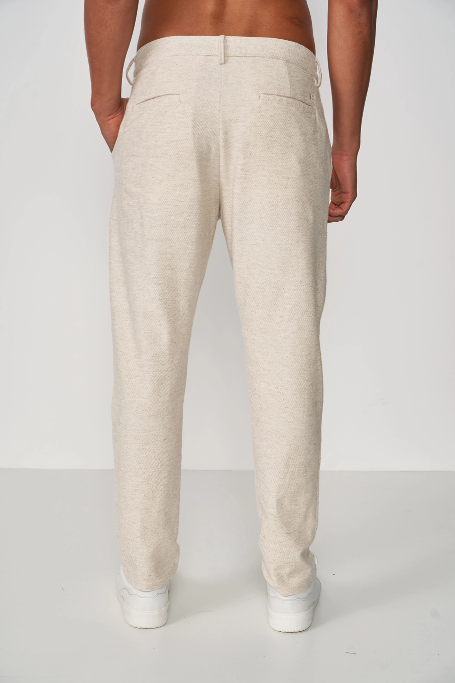 Calça Linho Masculina Com Bolsos Bege