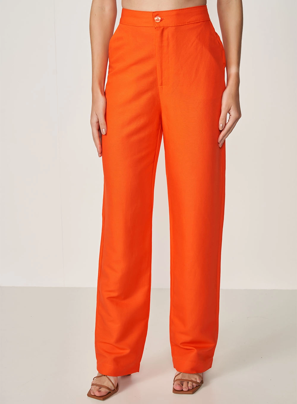 Calça Linho Alfaiataria Laranja