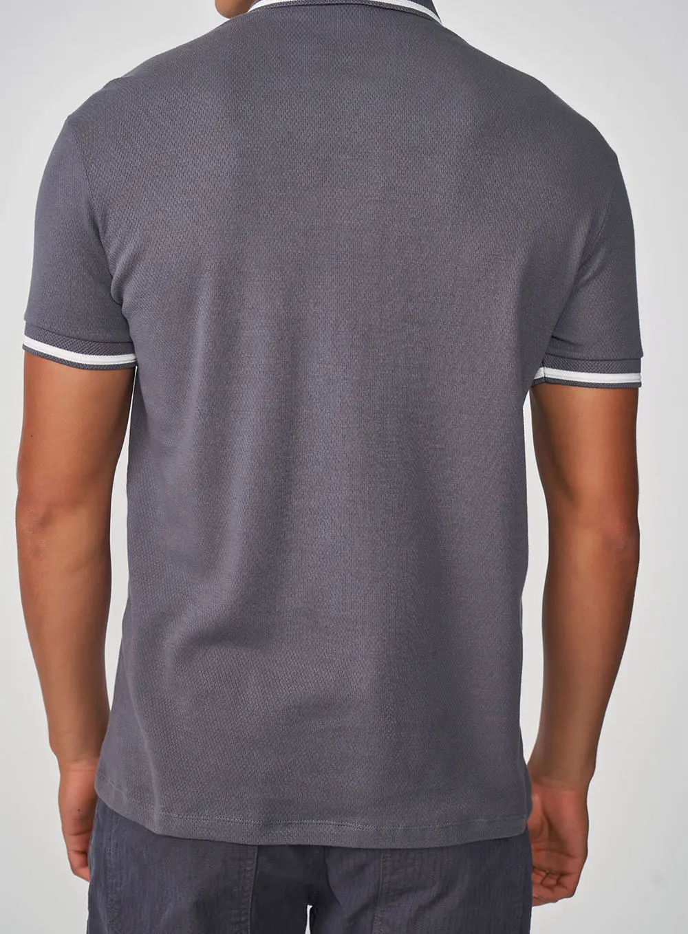Polo Comfort Com Detalhe Em Listras CINZA
