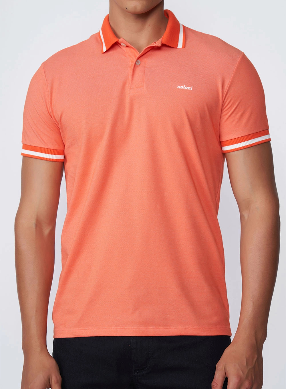 Polo Comfort Com Listras Laranja