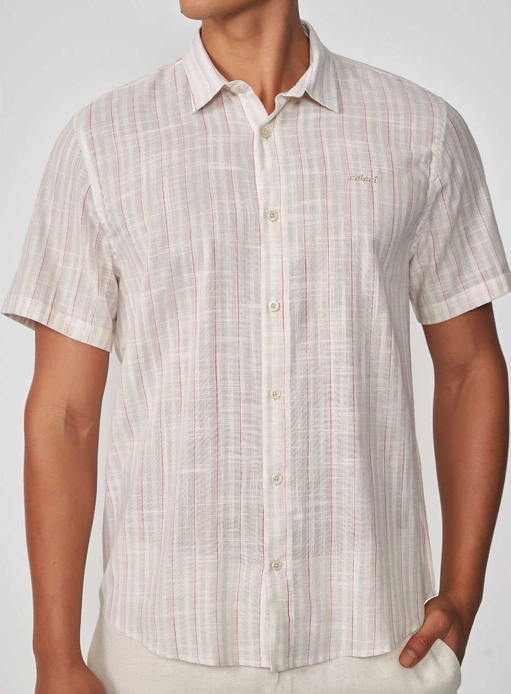 Camisa Linho Listrada Relax Estampados