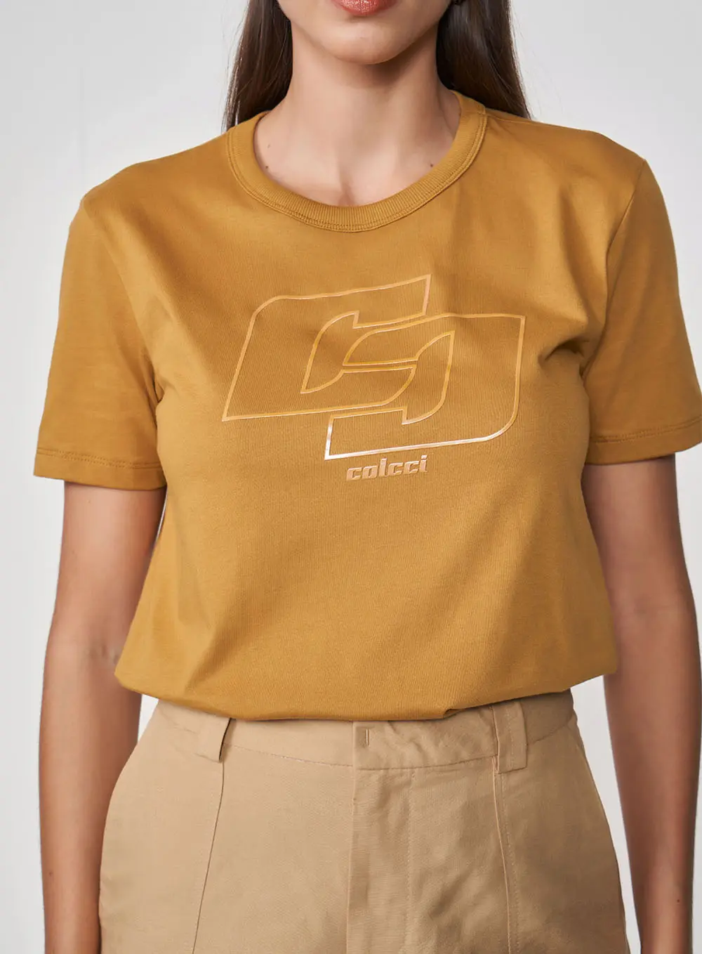 Camiseta Estampa Minimalista Marrom Ebbela