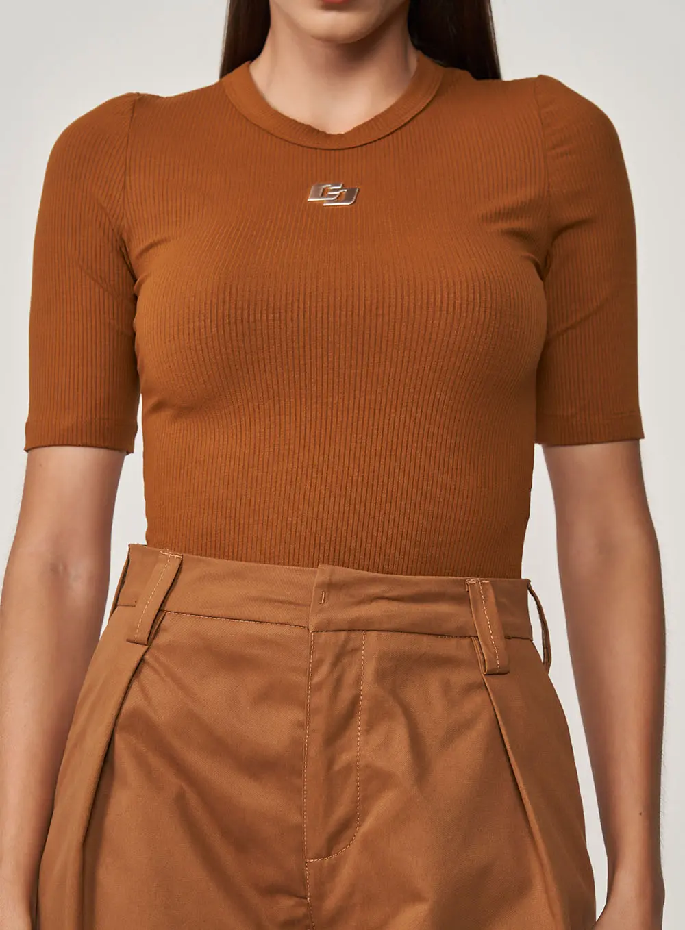 Blusa Slim Canelada Allure Marrom