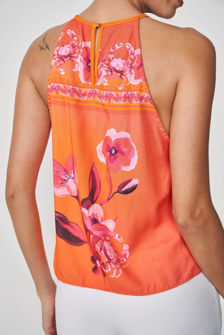 Blusa Estampada Feminina Laranja