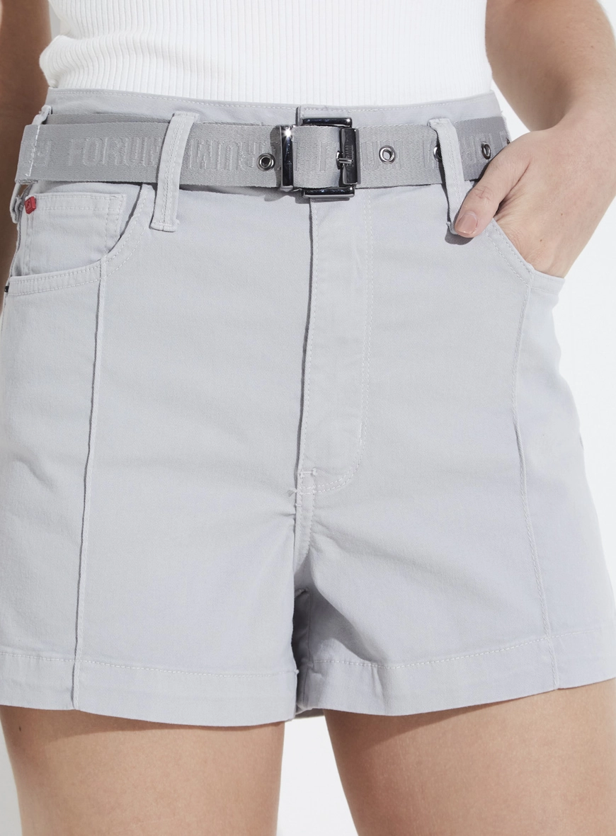Short Sarja Com Cinto Cinza
