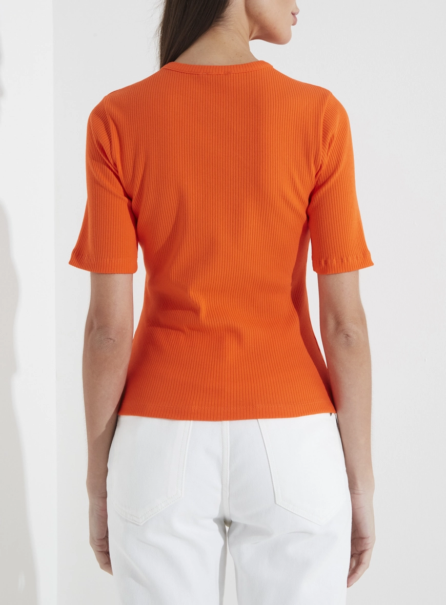 Blusa Canelada Básica Laranja