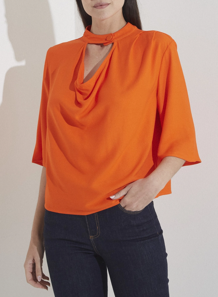 Blusa Ampla Detalhe Degagê Laranja