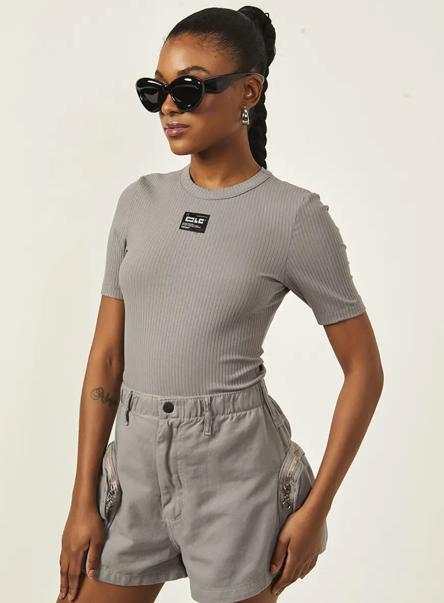 Blusa Canelada Clc Cinza 1