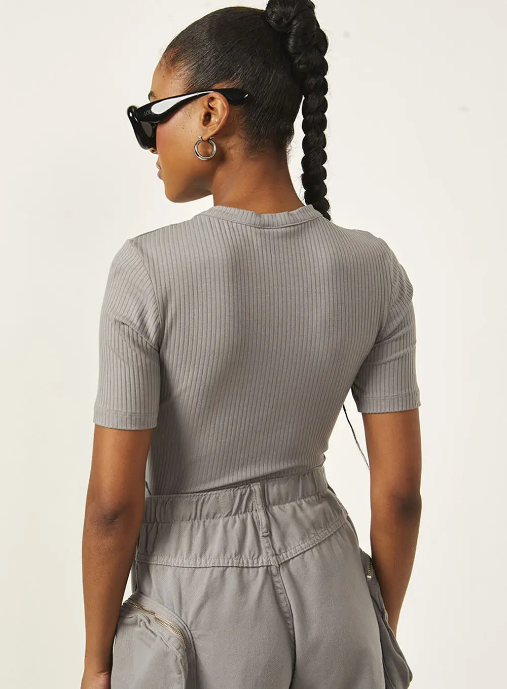 Blusa Canelada Clc Cinza 2