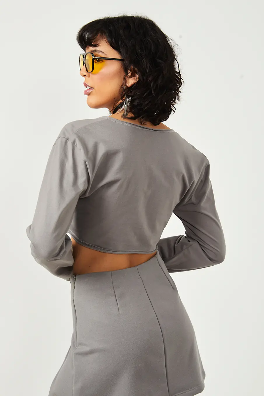 Blusa Estampada Manga Longa Cinza 2