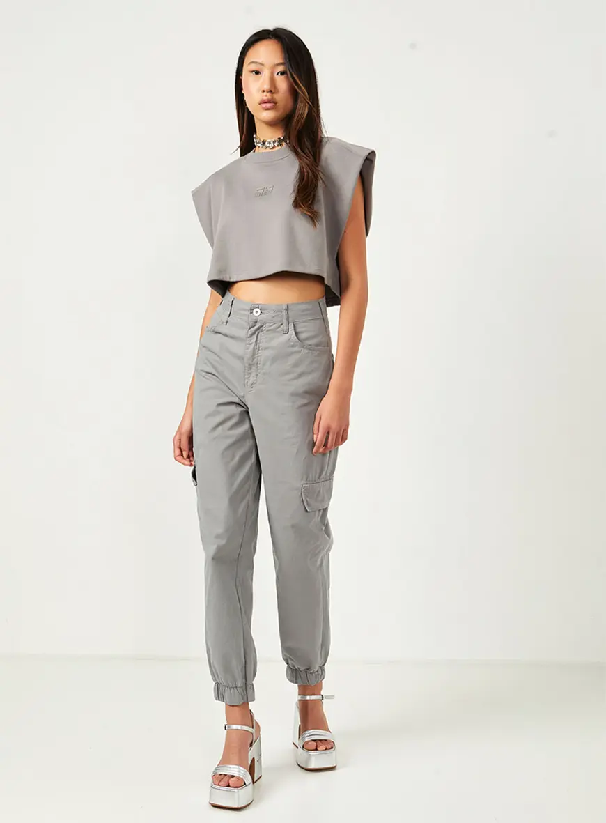 Blusa Moletom Cropped Cinza 3