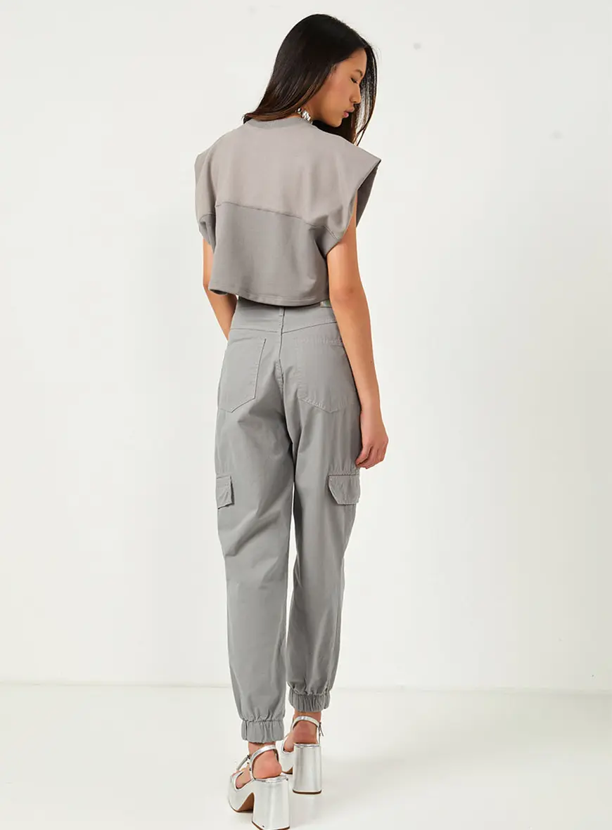 Blusa Moletom Cropped Cinza 4