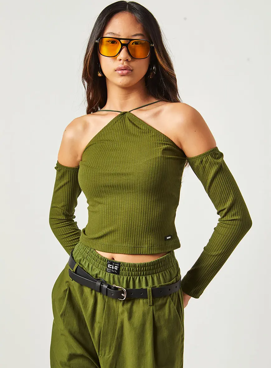 Blusa Canelada Mangas Longas Clc Verde Livas 1