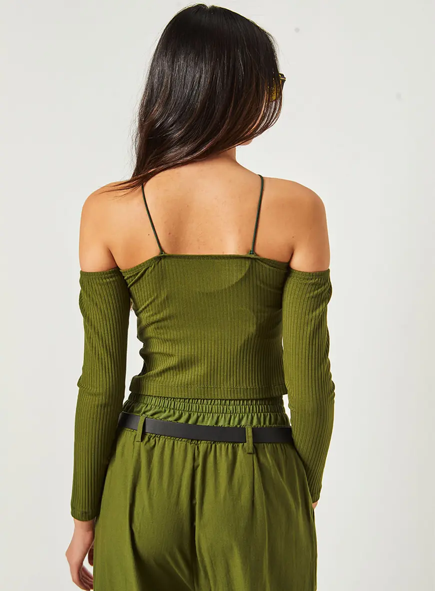 Blusa Canelada Mangas Longas Clc Verde Livas 2
