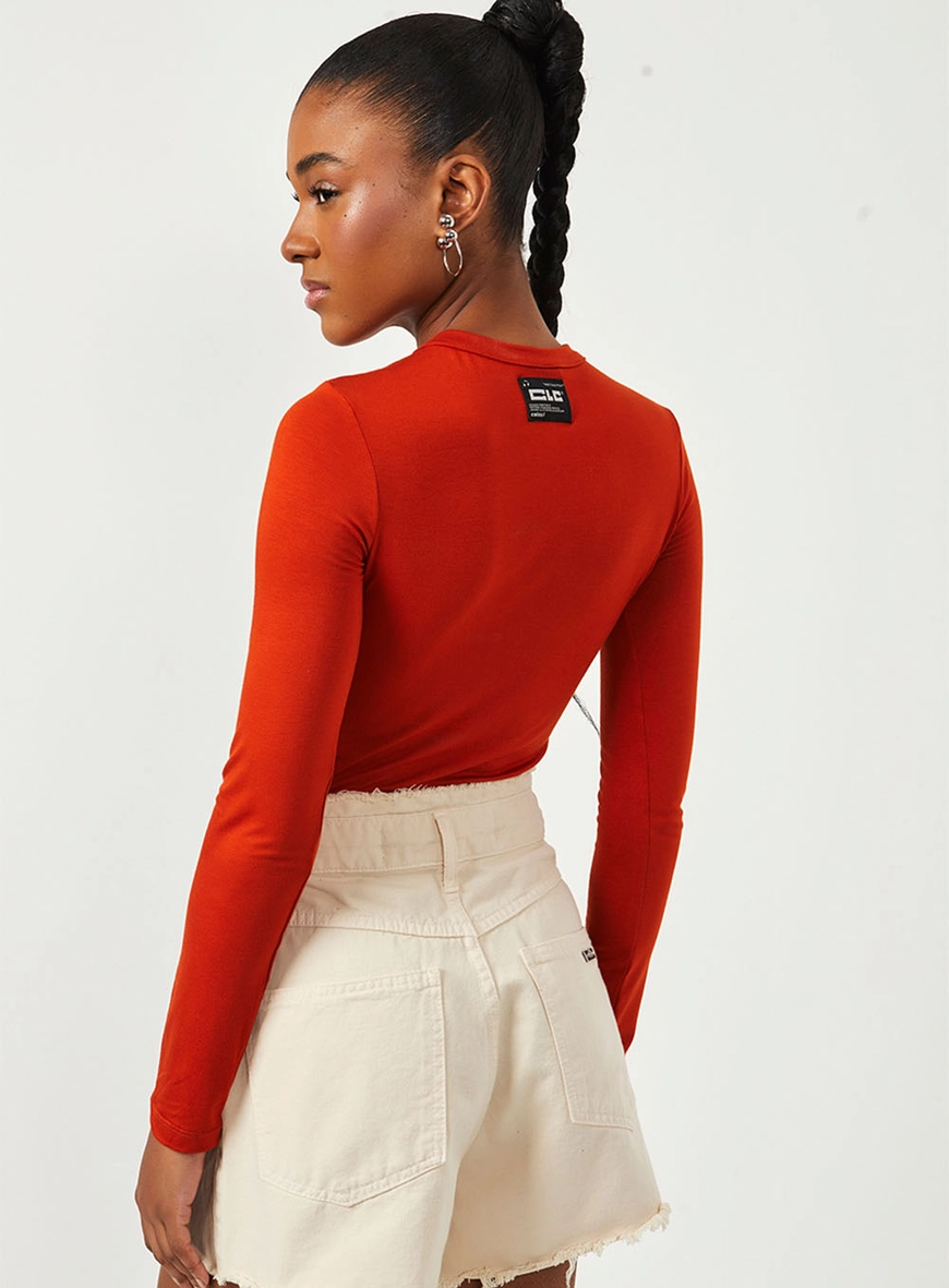 Blusa Básica Manga Longa  Clc Laranja 2