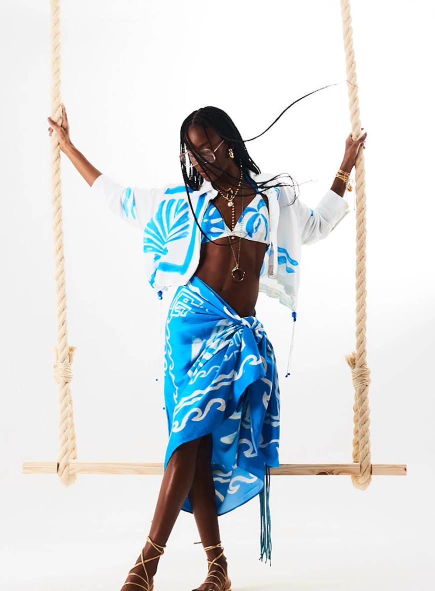Camisa Cropped Beach Com Linho E Ajuste Estampados 2