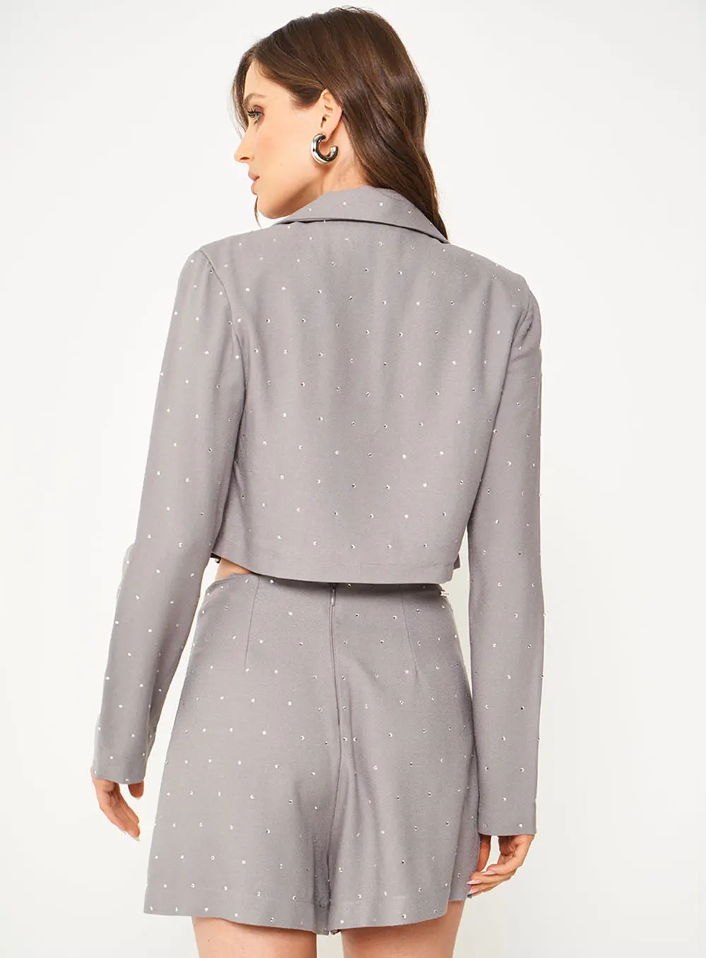 Blazer Com Aplicação Cinza