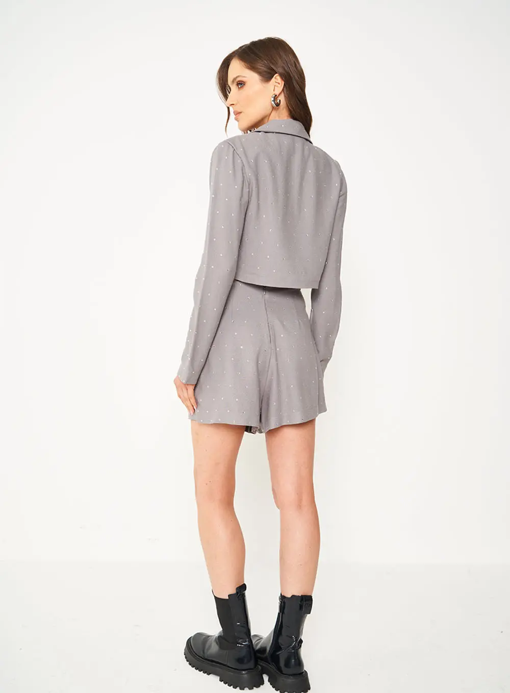 Blazer Com Aplicação Cinza