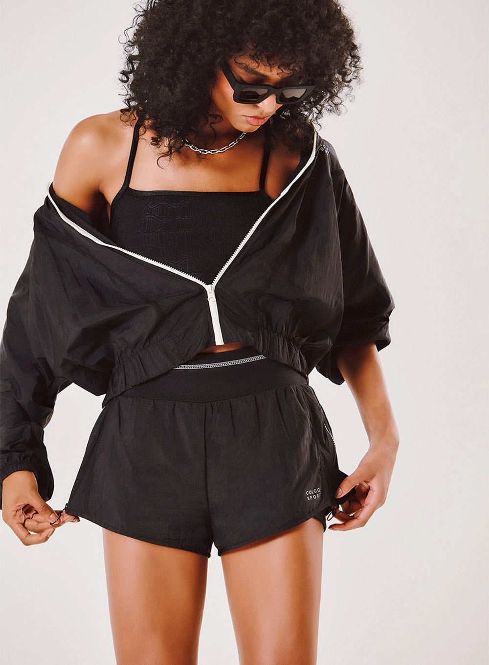 Short Nylon Com Elástico Preto
