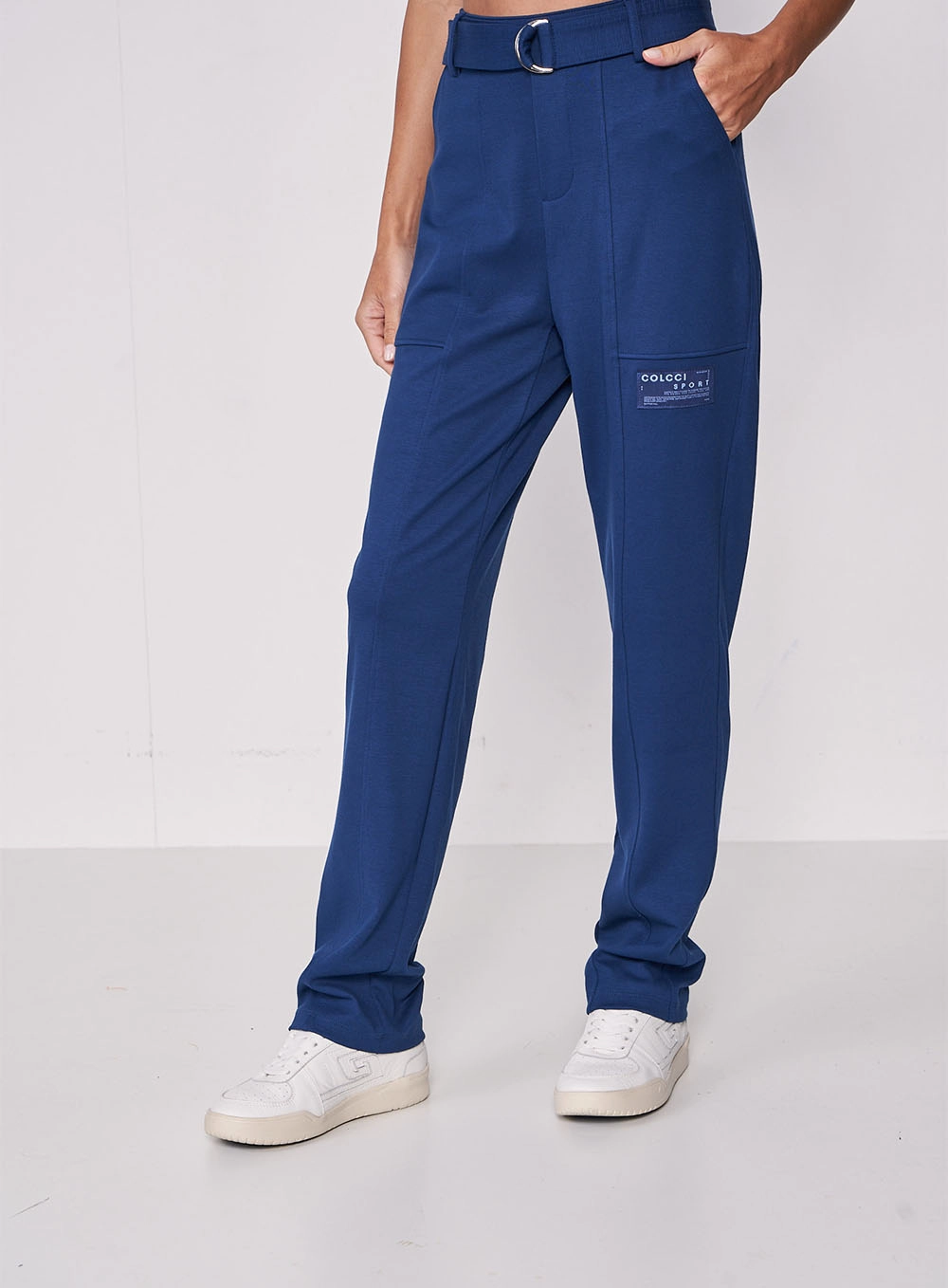 Calça Com Cinto Regulável Azul Marinho