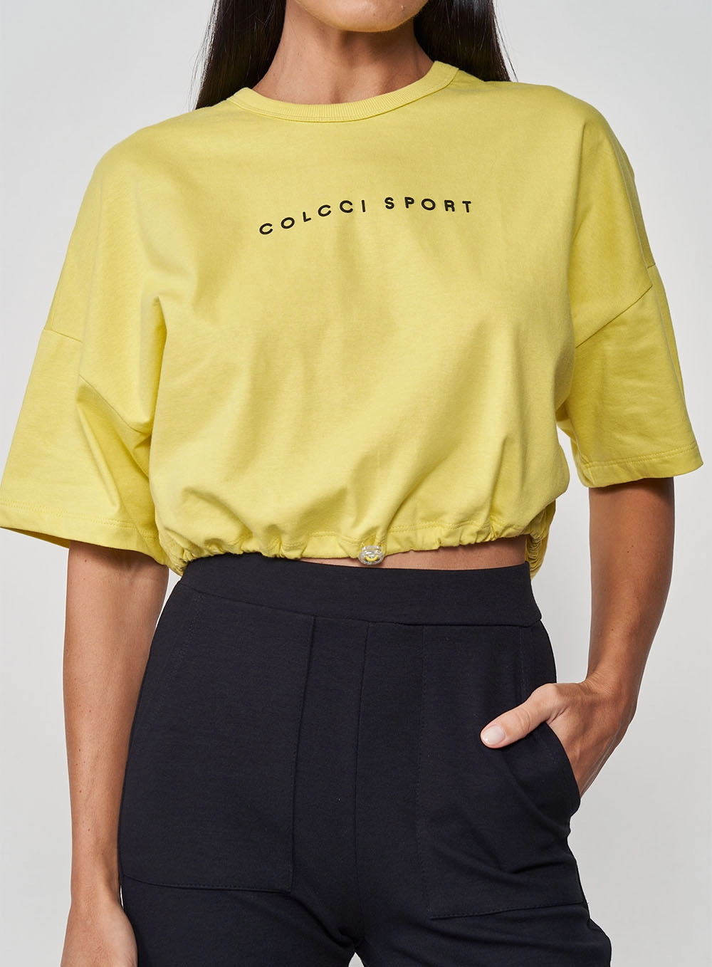 Camiseta Cropped Regulável Amarelo