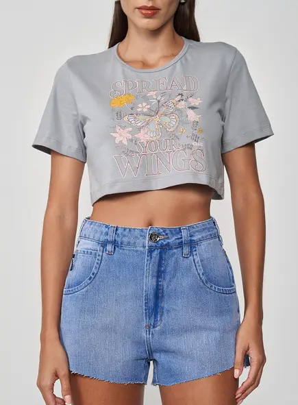 Camiseta Estampada Cropped