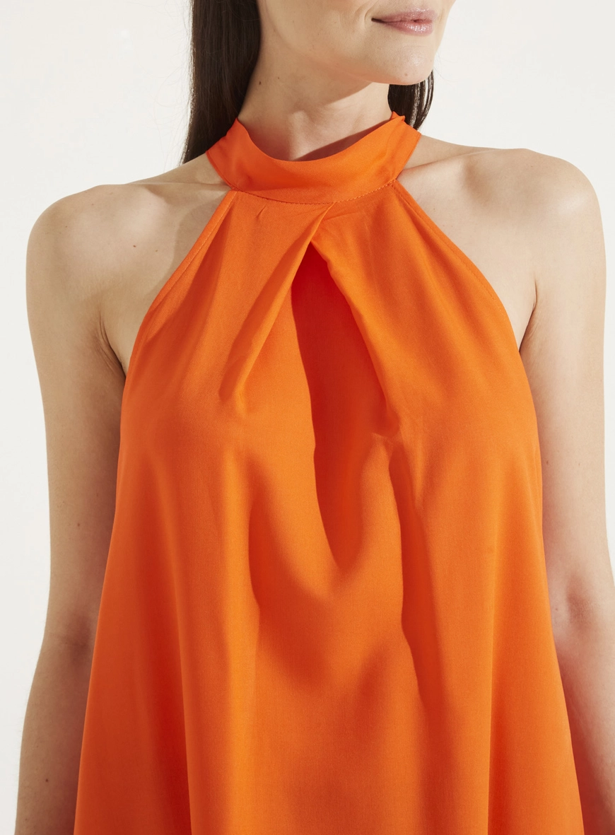 Blusa Halter Com Amarração Laranja