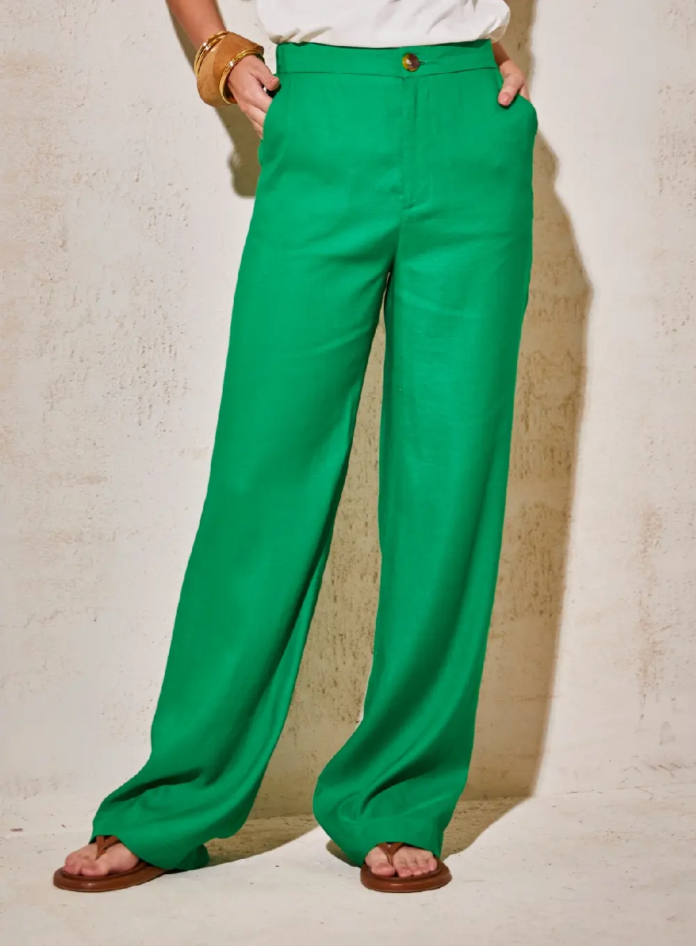 Calça Linho Alfaiataria Verde Esmeralda