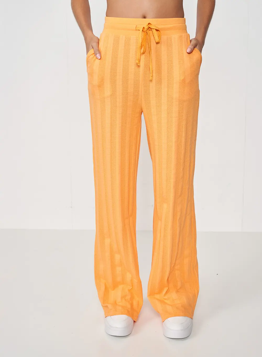 Calça Comfort Listrada Laranja 3