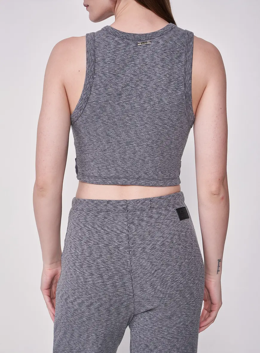 Blusa Cropped Com Torção CINZA 2
