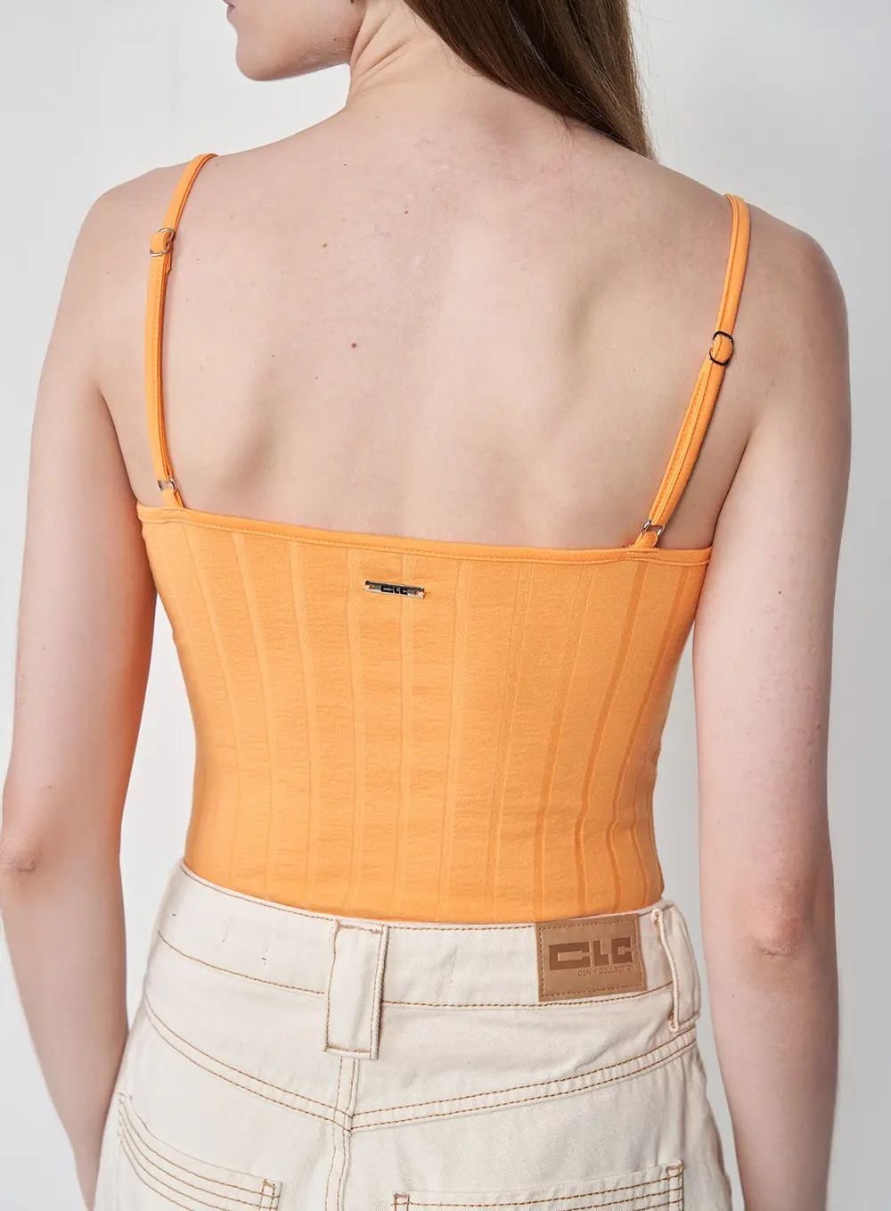 Blusa Canelada Com Alças Laranja 2