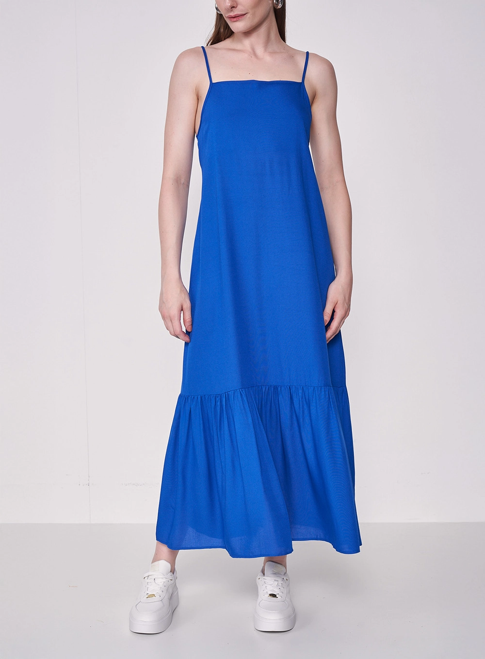 Vestido Midi Com Amarração Nas Costas Azul 1