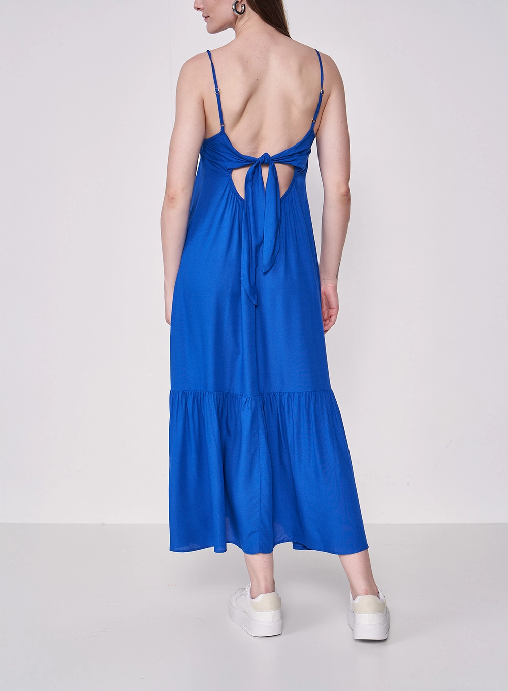 Vestido Midi Com Amarração Nas Costas Azul 2