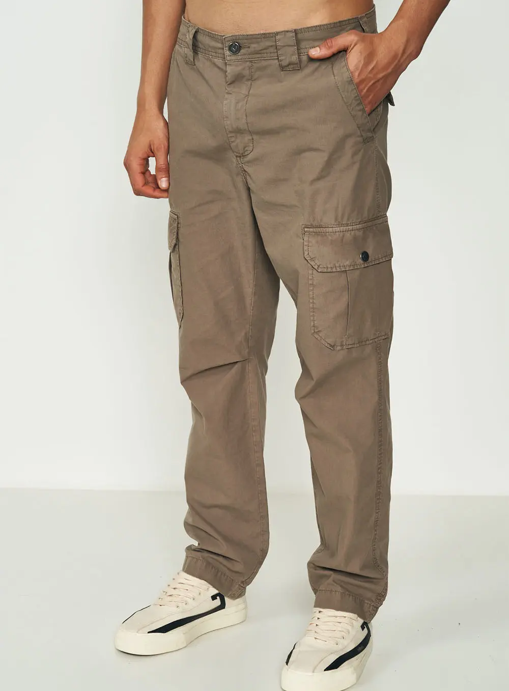 Calça Sarja Work Cargo Bege Cinzas