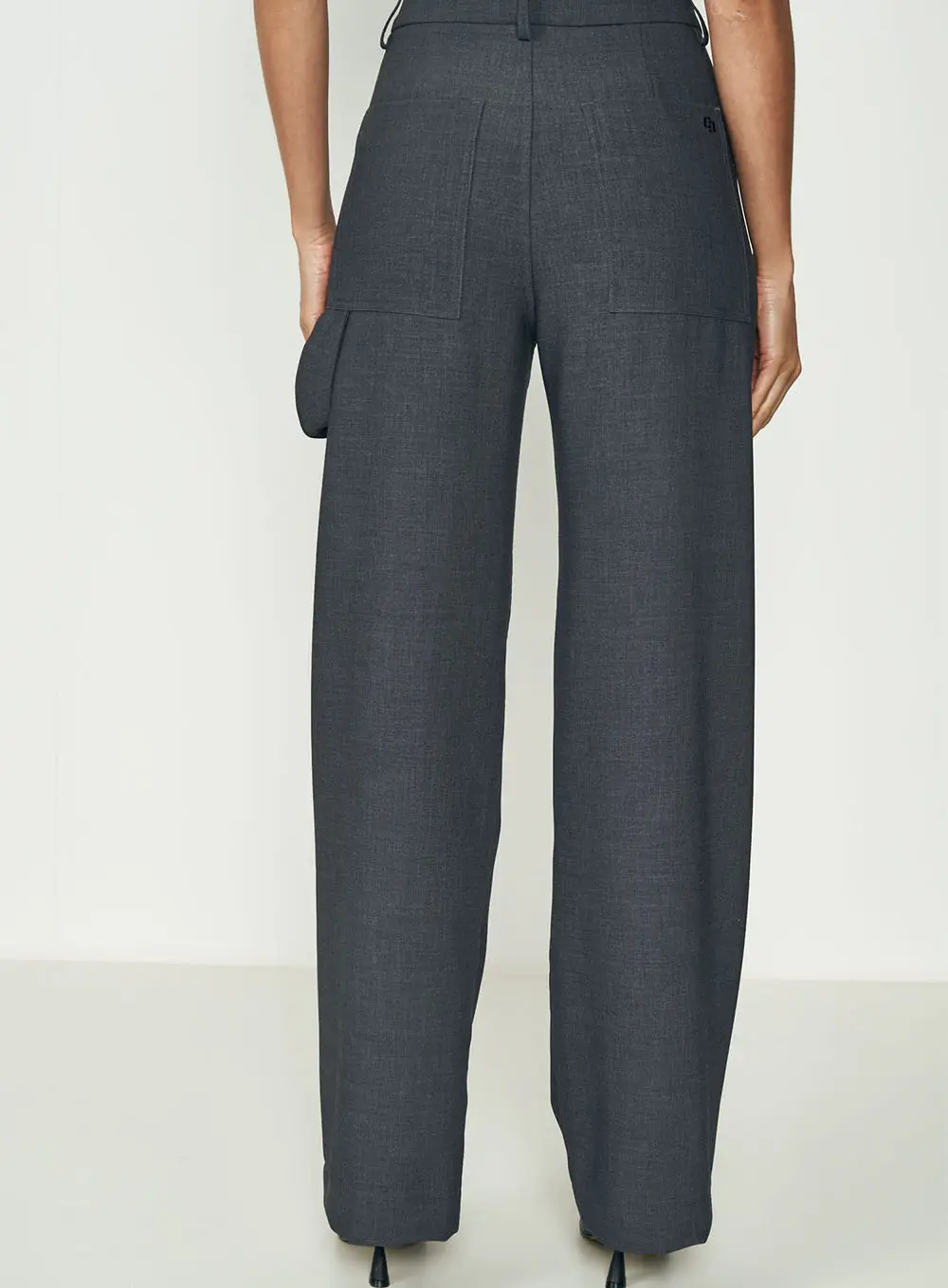 Calça Wide Leg Cinza Mesclado