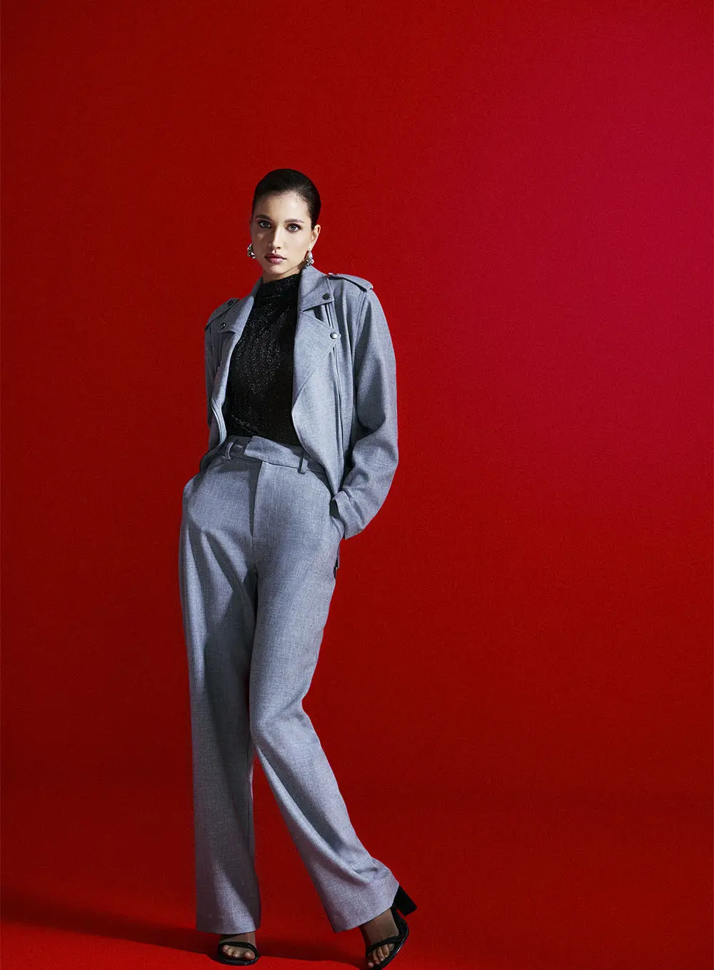 Calça Alfaiataria Jade Cinza