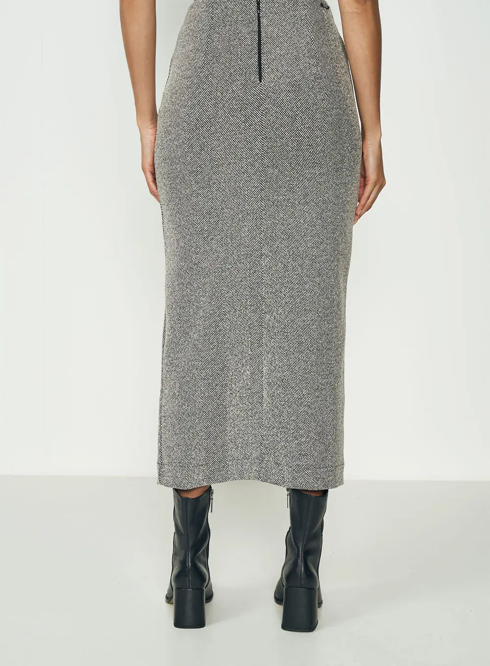 Saia Herringbone Slit Cinza